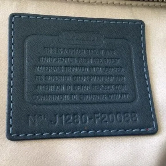 Coach Ashley Dotted Op Art Cream Canvas Blue Leather Shoulder Crossbody Bag - Picture 6 of 11